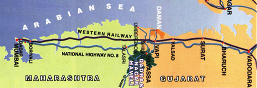 Map By Train How to Reach Dadra & Nagar Haveli By Train